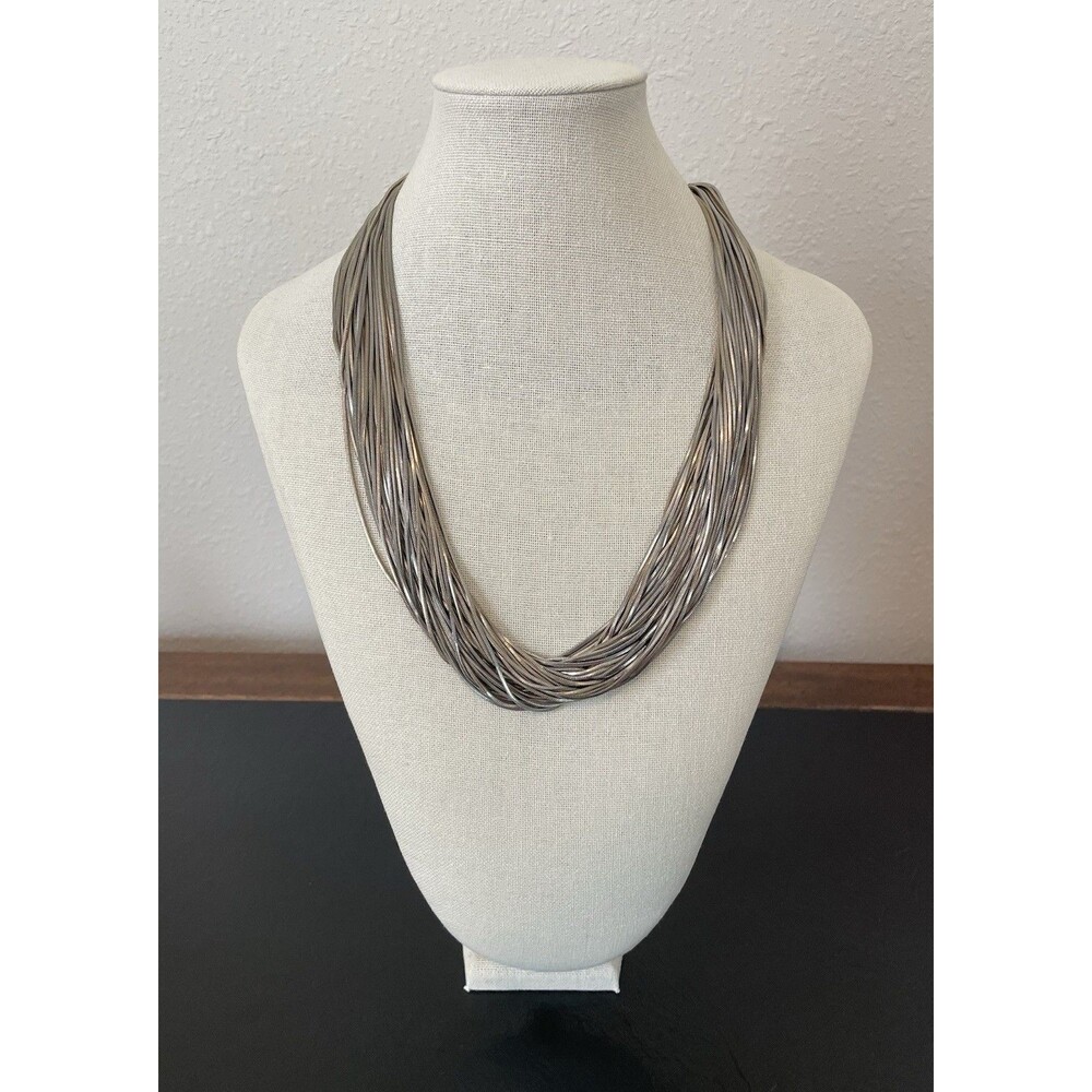 Statement Cara NY Silvertone Multi strand Necklace